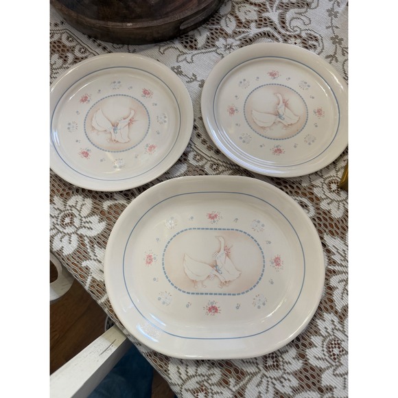 Corelle Other - Corelle Corning Country Cornflower Goose Platter and Dinner Plates Set of 3